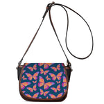 Orange And Purple Butterfly Print Saddle Bag