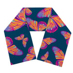 Orange And Purple Butterfly Print Scarf
