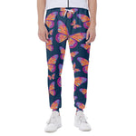Orange And Purple Butterfly Print Scuba Joggers