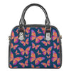 Orange And Purple Butterfly Print Shoulder Handbag