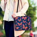 Orange And Purple Butterfly Print Shoulder Strap Bible Bag