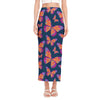 Orange And Purple Butterfly Print Side Slit Maxi Skirt