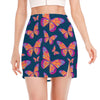 Orange And Purple Butterfly Print Side Slit Mini Skirt