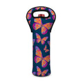 Orange And Purple Butterfly Print Single Neoprene Wine Tote