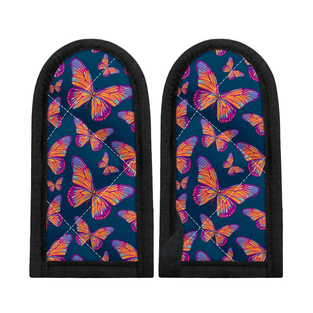 Orange And Purple Butterfly Print Skillet Handle Cover