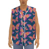 Orange And Purple Butterfly Print Sleeveless Baseball Jersey