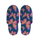 Orange And Purple Butterfly Print Slippers