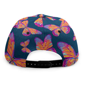 Orange And Purple Butterfly Print Snapback Cap