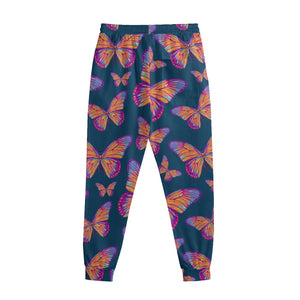 Orange And Purple Butterfly Print Sweatpants