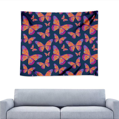 Orange And Purple Butterfly Print Tapestry