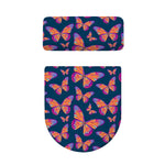 Orange And Purple Butterfly Print Toilet Lid And Tank Cover Set