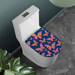 Orange And Purple Butterfly Print Toilet Lid Cover