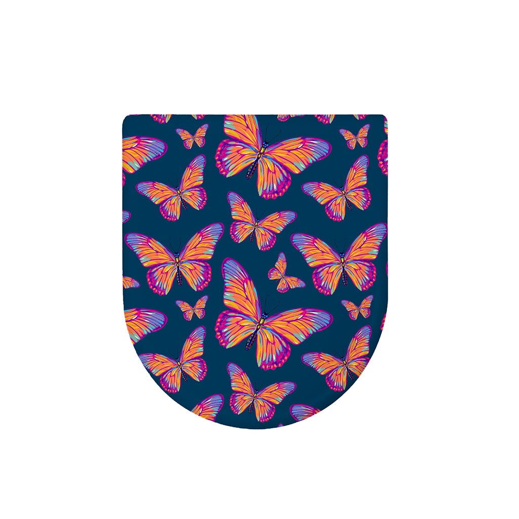 Orange And Purple Butterfly Print Toilet Lid Cover