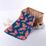 Orange And Purple Butterfly Print Towel