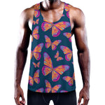 Orange And Purple Butterfly Print Training Tank Top