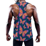 Orange And Purple Butterfly Print Training Tank Top