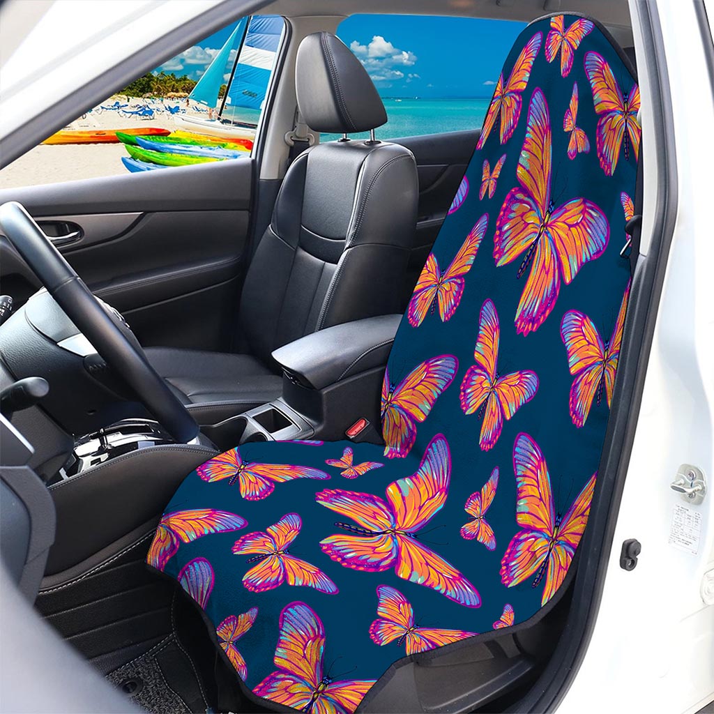 Orange And Purple Butterfly Print Waterproof Car Seat Cover