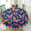 Orange And Purple Butterfly Print Waterproof Round Tablecloth