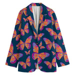 Orange And Purple Butterfly Print Women's Blazer