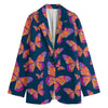 Orange And Purple Butterfly Print Women's Blazer