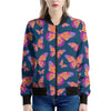 Orange And Purple Butterfly Print Women's Bomber Jacket