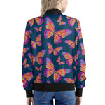 Orange And Purple Butterfly Print Women's Bomber Jacket