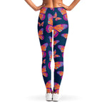 Orange And Purple Butterfly Print Women's Leggings