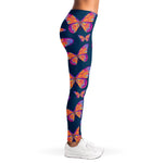 Orange And Purple Butterfly Print Women's Leggings