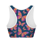 Orange And Purple Butterfly Print Women's Sports Bra