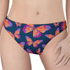 Orange And Purple Butterfly Print Women's Thong