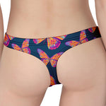 Orange And Purple Butterfly Print Women's Thong