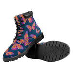 Orange And Purple Butterfly Print Work Boots