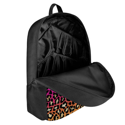 Orange And Purple Leopard Print 17 Inch Backpack