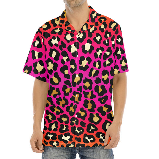Orange And Purple Leopard Print Aloha Shirt