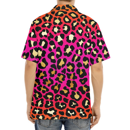 Orange And Purple Leopard Print Aloha Shirt