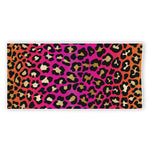 Orange And Purple Leopard Print Beach Towel