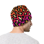 Orange And Purple Leopard Print Beanie