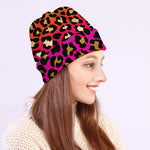 Orange And Purple Leopard Print Beanie