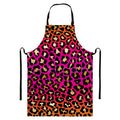 Orange And Purple Leopard Print Bib Apron With Pocket