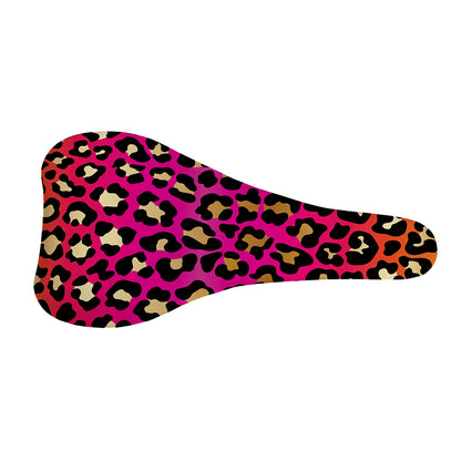 Orange And Purple Leopard Print Bicycle Seat Cover