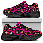Orange And Purple Leopard Print Black Chunky Shoes