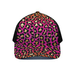 Orange And Purple Leopard Print Black Mesh Trucker Cap