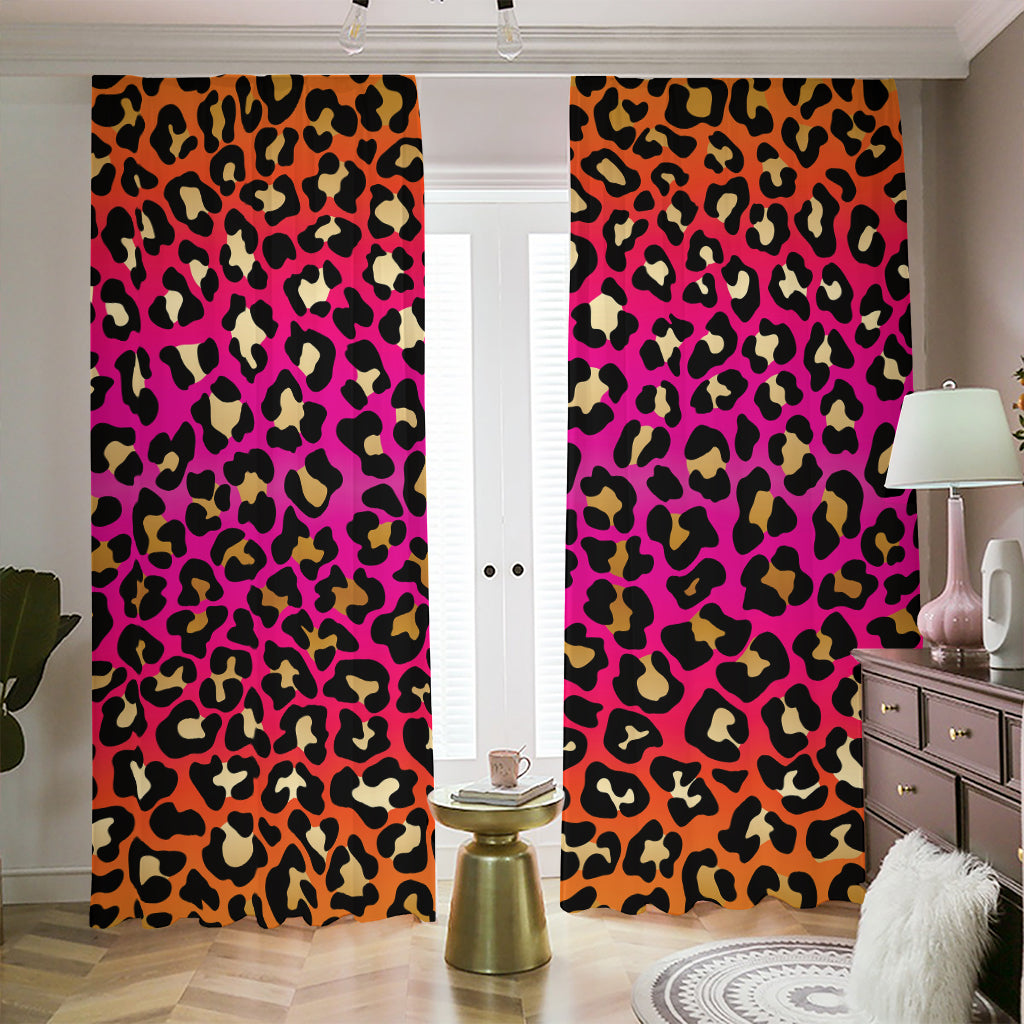 Orange And Purple Leopard Print Blackout Pencil Pleat Curtains