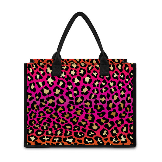 Orange And Purple Leopard Print Canvas Tote Bag