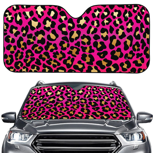 Orange And Purple Leopard Print Car Windshield Sun Shade