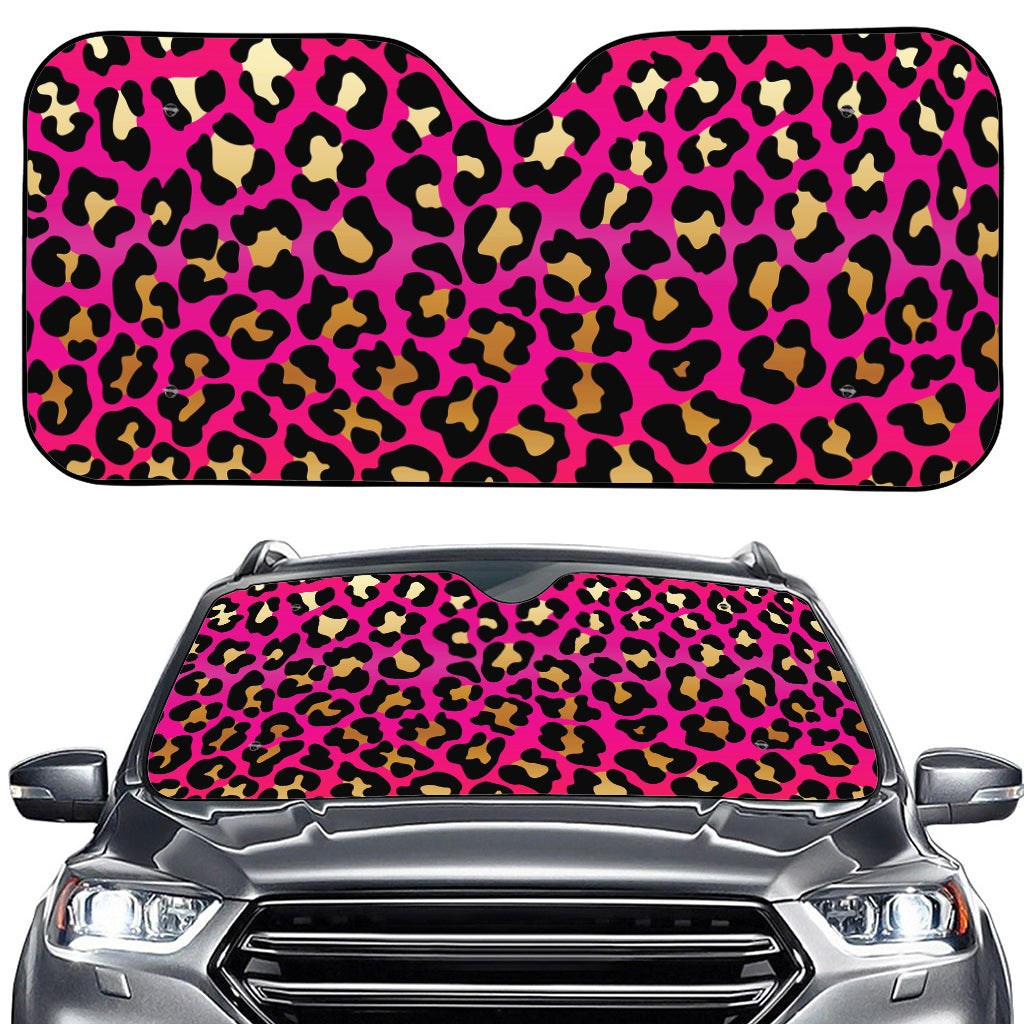 Orange And Purple Leopard Print Car Windshield Sun Shade