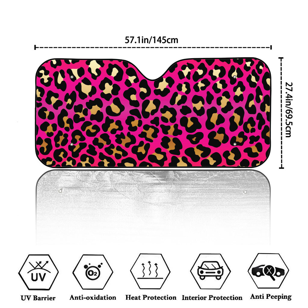 Orange And Purple Leopard Print Car Windshield Sun Shade