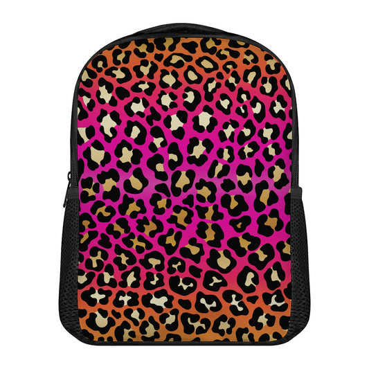 Orange And Purple Leopard Print Casual Backpack
