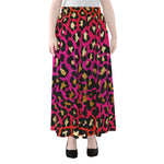 Orange And Purple Leopard Print Chiffon Maxi Skirt