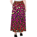 Orange And Purple Leopard Print Chiffon Maxi Skirt